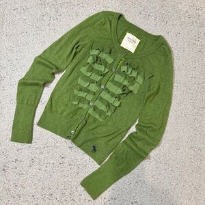 Abercrombie & Fitch Green Ruffle Cardigan Size L